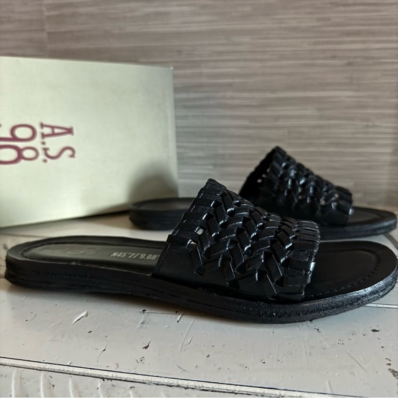 A.S.98 Rex Black Leather Slides 2025 Size 39